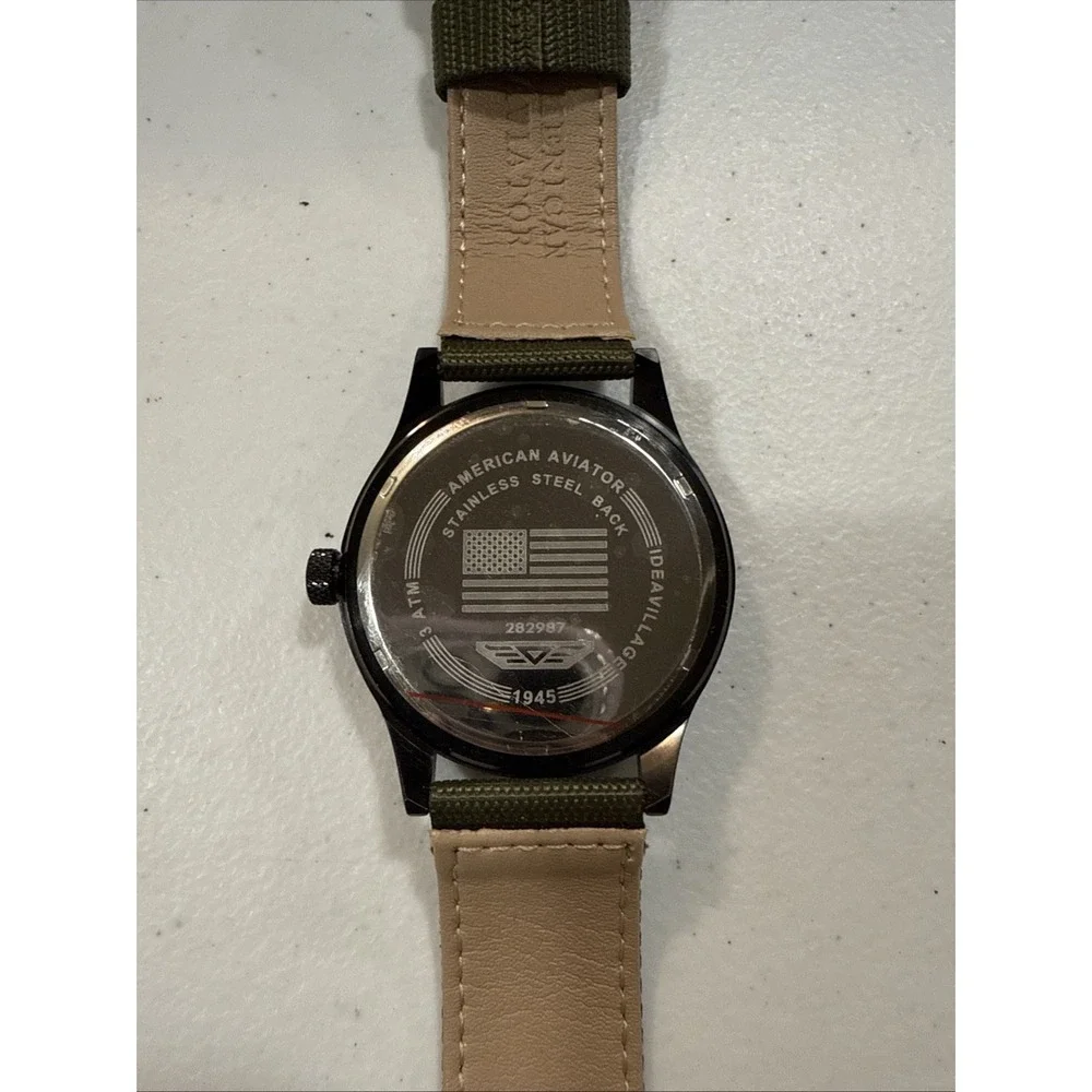 American Aviator 1945 Modern Men's Quartz 3 Analog Movement Watch -Needs Battery